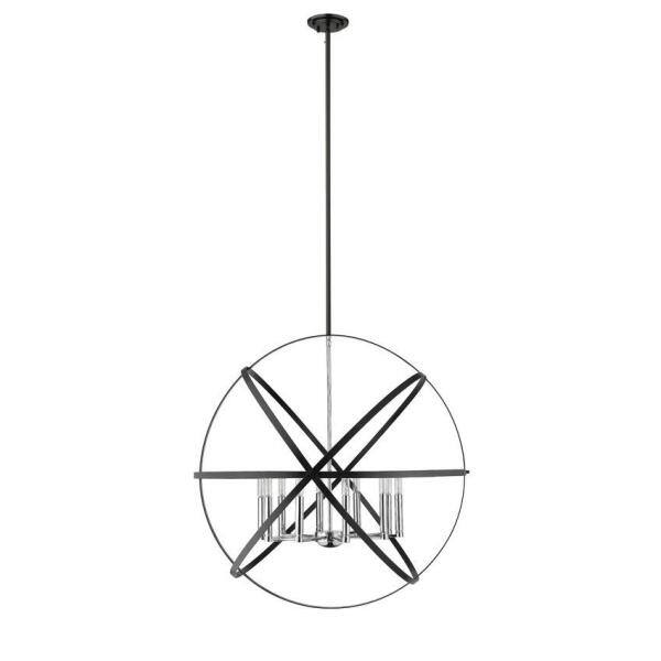 10-Light Hammered Black and Chrome Candlestick Pendant 463