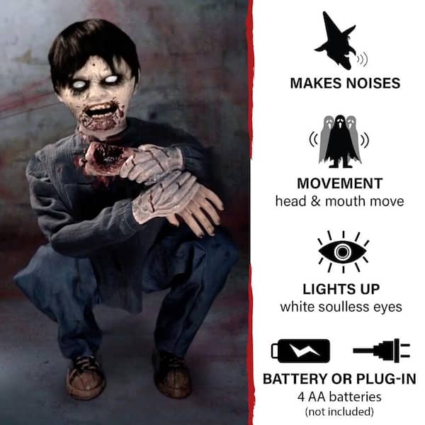 Haunted Hill Farm - 31 in. Limb Eating Zombie Boy by Tekky, Indoor or Covered Outdoor Premium Halloween Animatronic