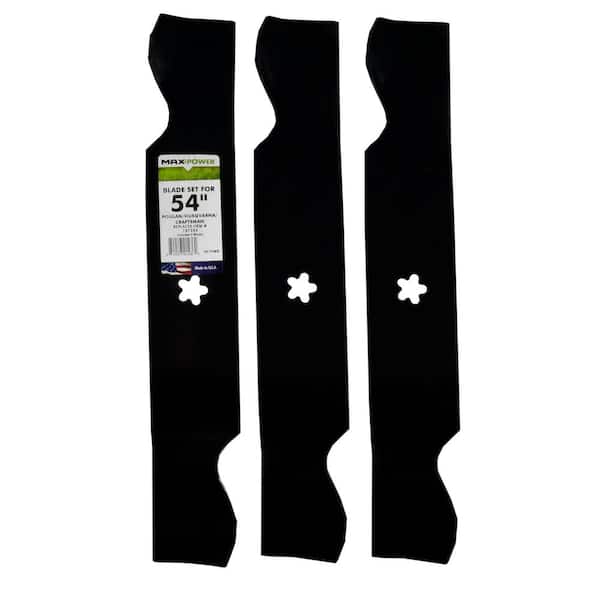 MaxPower 3 Blade Set for Many 54 in. Cut Craftsman, Husqvarna, Poulan Mowers Replaces OEM #'s 187254, PP24007, 187256, 532187256