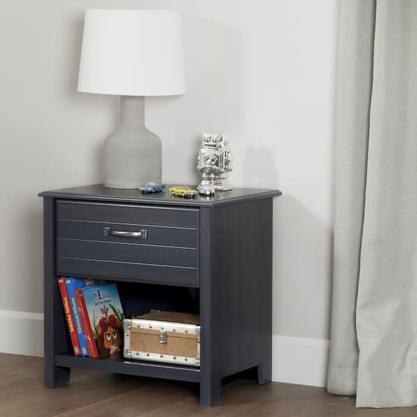 South Shore Ulysses 1-Drawer Blueberry Nightstand