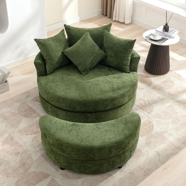 Harper & Bright Designs Green Chenille 360° Swivel Accent