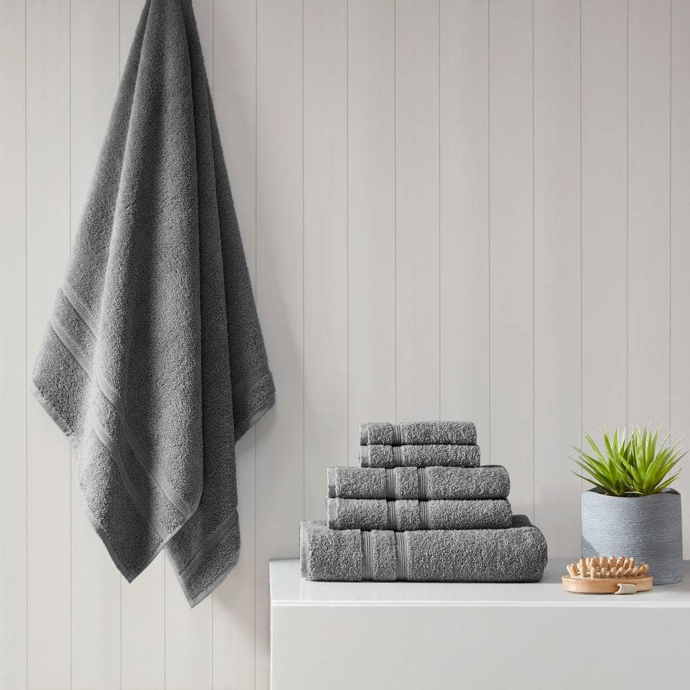 Aegean Charcoal Turkish Cotton Hand Towel Set of Six