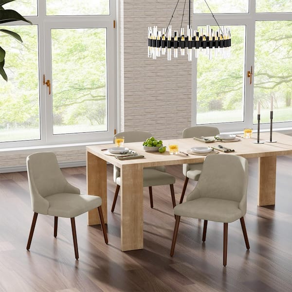 JAYDEN CREATION Nestor Beige 19.5 in. W Modern Upholstered Dining Chair with Effortless Assembly (Set of 4)