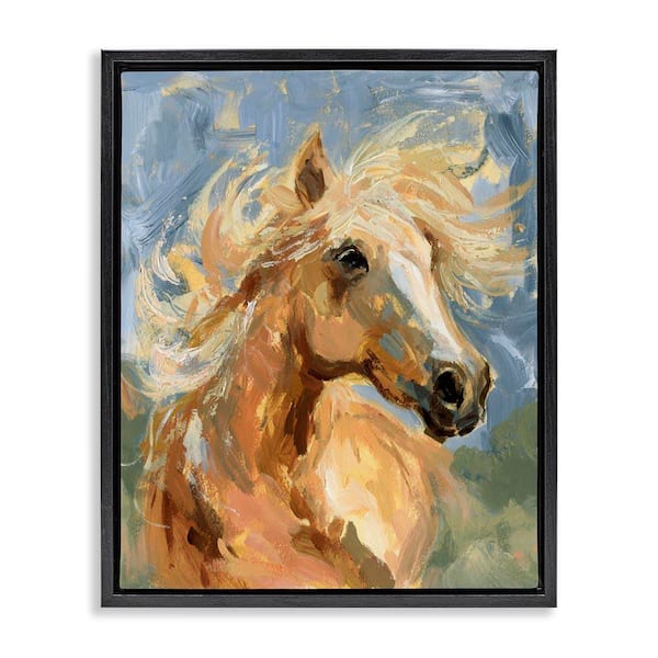 Stupell Industries Horse with Tousled Mane by Victoria Barnes Black Floater Frame Animal Graphic Art Print 31 in. x 25 in.