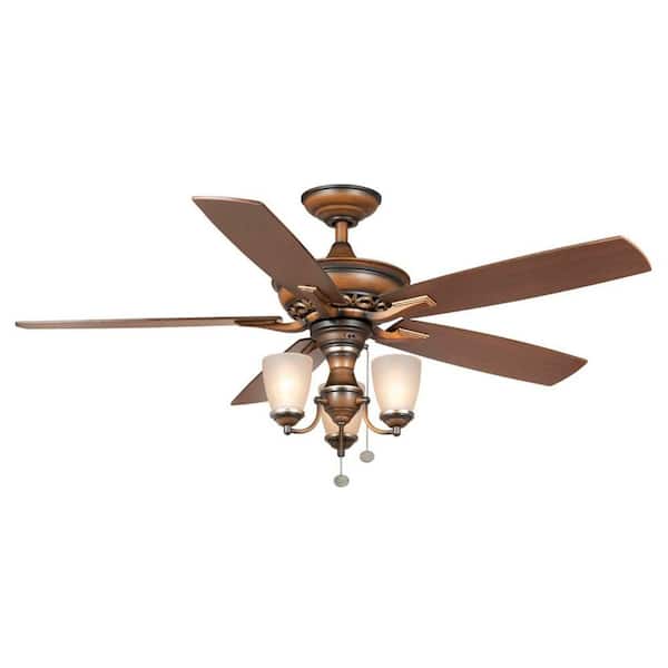 Hampton Bay Havenville 52 in. Indoor Berre Walnut Ceiling Fan with Light Kit