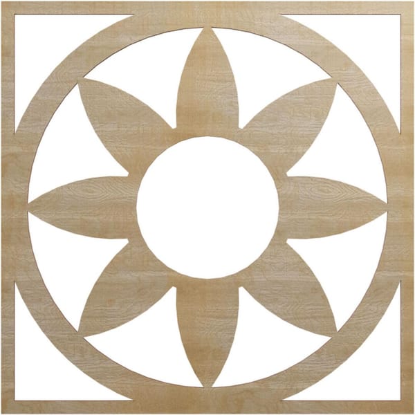 Ekena Millwork 0.375 in. x 24 in. x 24 in. Wood (Hickory) Medallion Moulding