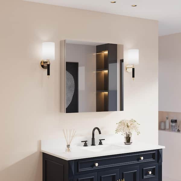 RO 30 in. W x 30 in. H Rectangular Surface or Recessed Mount Chrome Aluminum Medicine Cabinet with Mirror