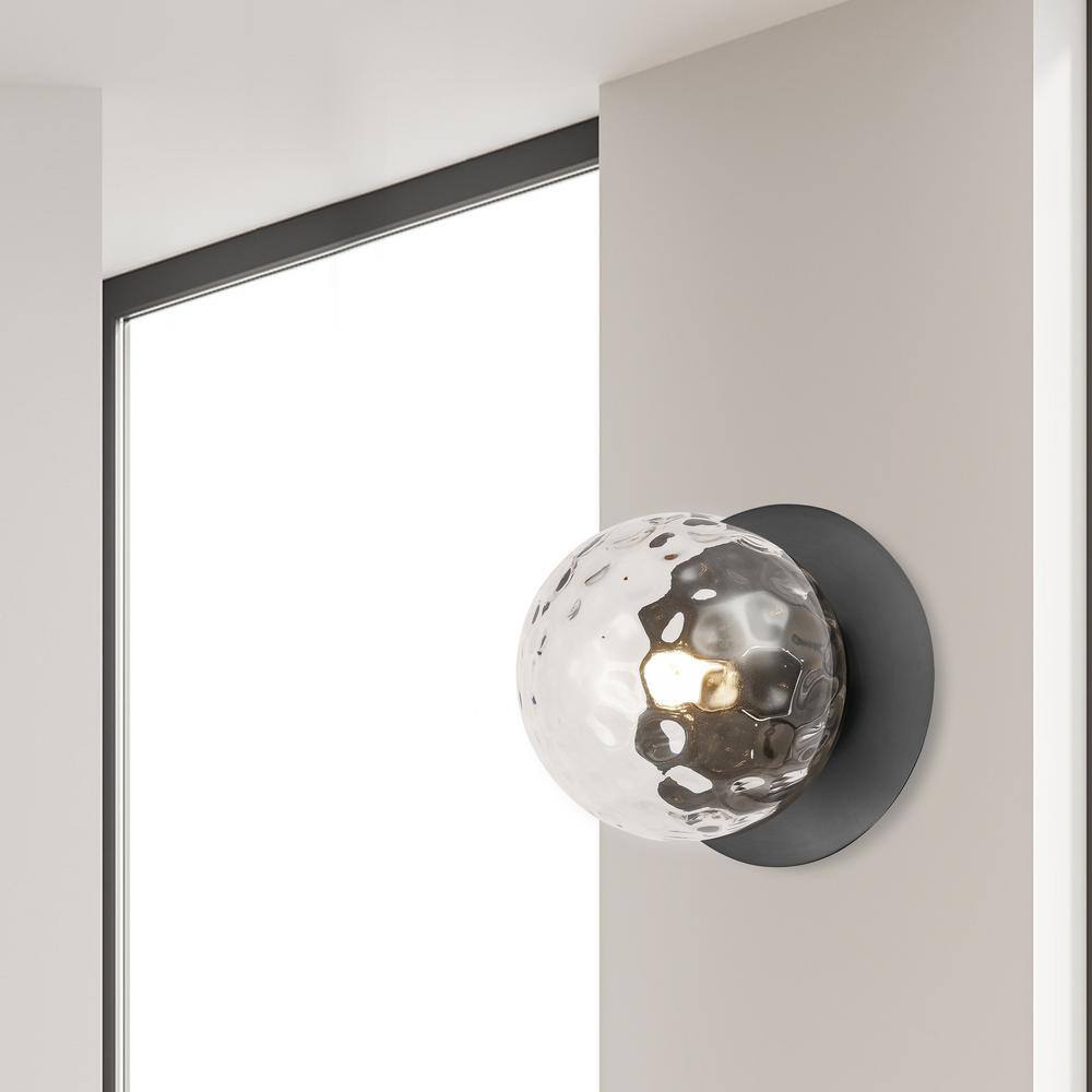 Black Globe Glass Modern Wall Sconce, 6-inch