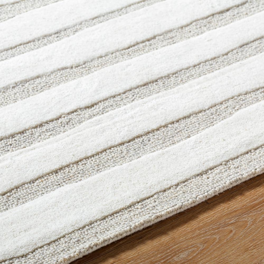 Triton Hand Tufted Wool Gray Striped 8' x 10' Rug