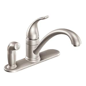 Torrance Single-Handle Low-Arc Standard Kitchen Faucet with Side Sprayer on Deck in Spot Resist Stainless