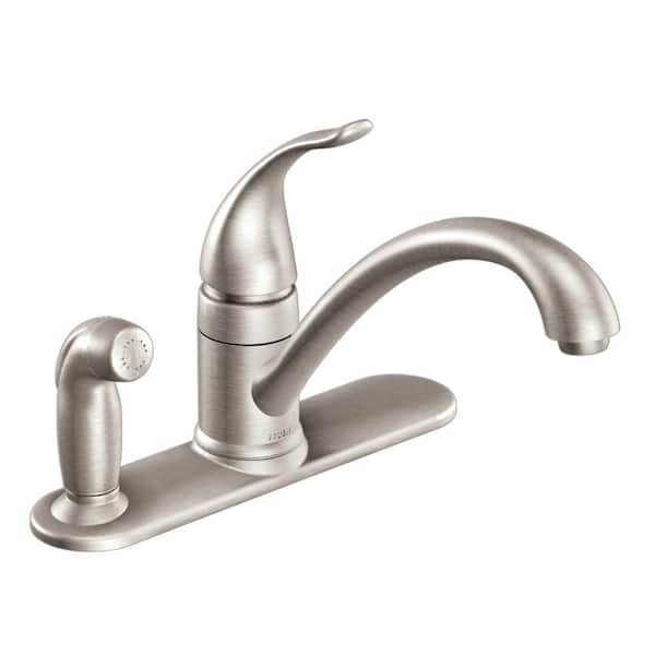 MOEN Torrance Single-Handle Low-Arc Standard Kitchen Faucet with Side Sprayer on Deck in Spot Resist Stainless