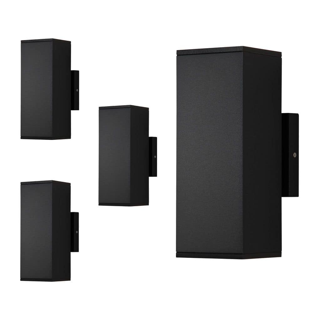 10.63 in. 2-Light Matte Black Hardwired Rectangle Outdoor/Indoor Wall Sconce Dimmable with Integrated LED (4-Pack) price history on PriceWatchPro
