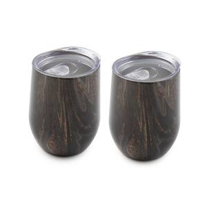 12 oz. Insulated Black Geode Wine Stainless Steel Tumblers (Set of 2)