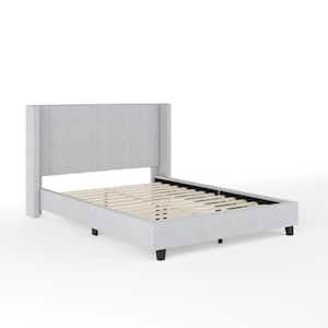 Kay Gray Wood Frame Full Platform Bed with Upholstered Solid Wood