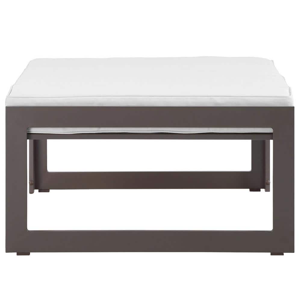 Fortuna Brown and White Aluminum Outdoor Patio Ottoman