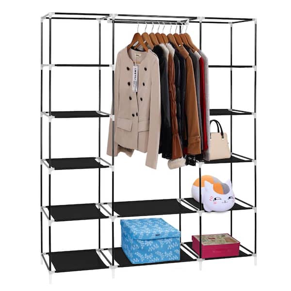 Zimtown 89 inchl Freestanding Closet Storage Organizer, Heavy Duty Garment Rack Closet Wardrobe Clothes Storage Rack Closet System, White Finish