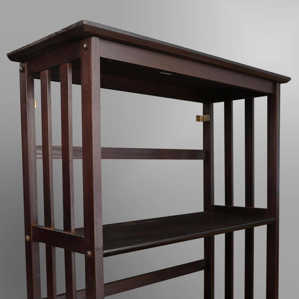 Espresso Brown Solid Wood 5-Shelf Mission Bookcase