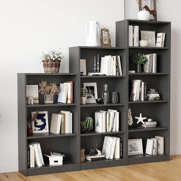 Lirago 56 in. Tall Grey Wood 4-Shelf Bookcase