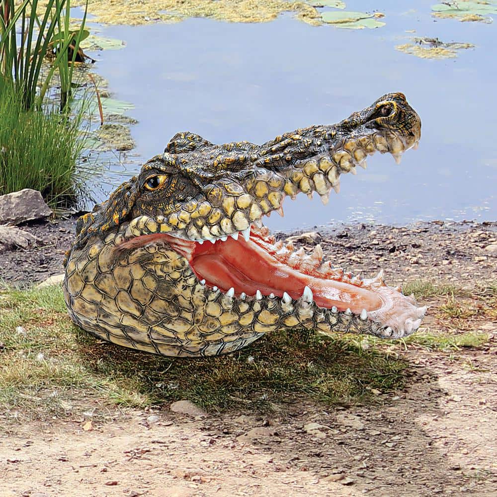 Naturalistic Resin Crocodile Statue Set of Two