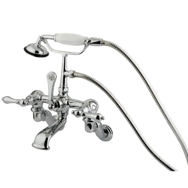 Vintage Adjustable Center 3-Handle Claw Foot Tub Faucet with Handshower in Chrome