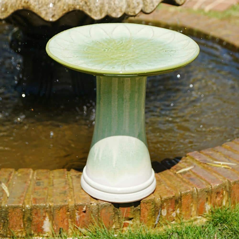 17 in. Dia Green Gradient Ceramic Bird Bath for Outside, Hand-Painted Outdoor Bird Bath Bowl price history on PriceWatchPro