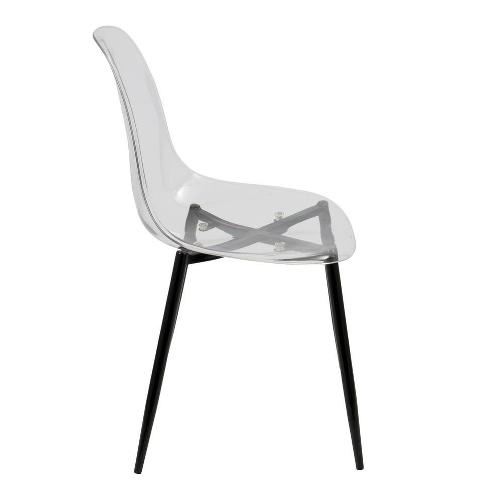 Black and Clear Acrylic Side Chair with Metal Legs