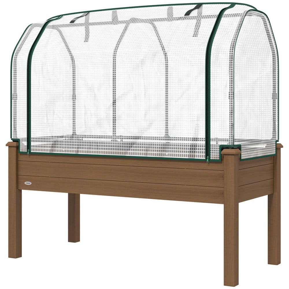 45.25 in. x 19.25 in. x 7.25 in. Brown Fir Wood Raised Garden Bed with PE G