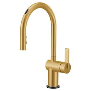 Cia Single-Handle Smart Touchless Pull Down Sprayer Kitchen Faucet with Voice Control and Power Clean in Brushed Gold
