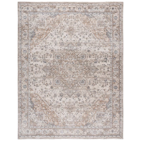 Kendal 9 ft. x 13 ft. Gray/Ivory Beige Medallion Area Rug