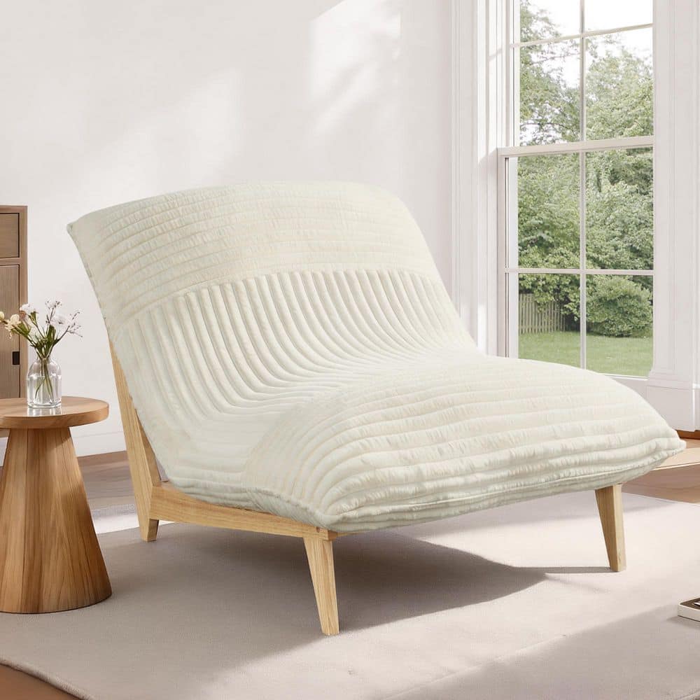 Lennon Faux Fur Beige Fabric Armless Lounge Accent Chair Upholstered Living Room Side Chairs with Solid Wood Frame price history on PriceWatchPro