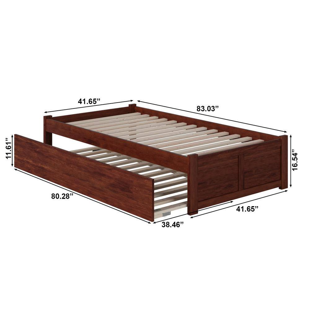 Concord Twin XL Platform Bed with Trundle in Walnut Finish