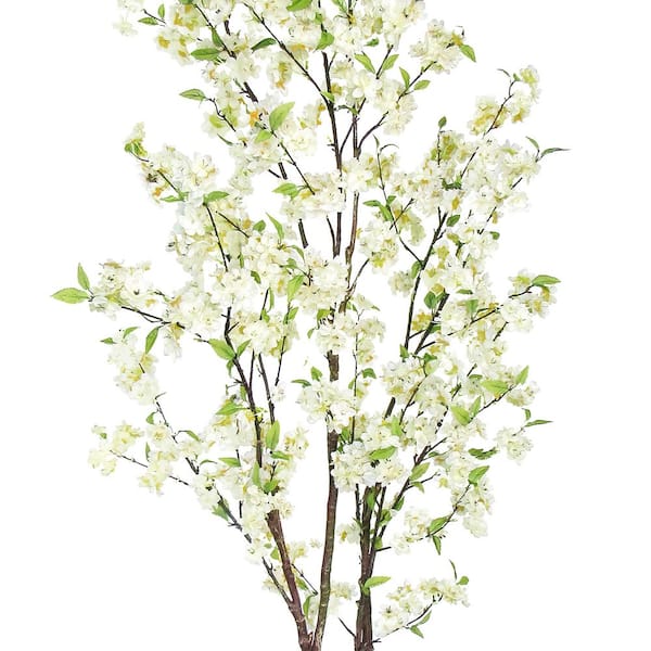 5.5 ft. Cream White Artificial Cherry Blossom Flower Tree in Pot