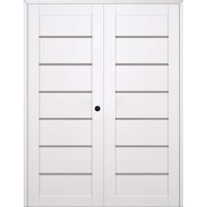 Alba 60 in. W. x 96 in. Left Active 6-Lite Frosted Glass Snow White Wood Composite Double Prehend Interior Door