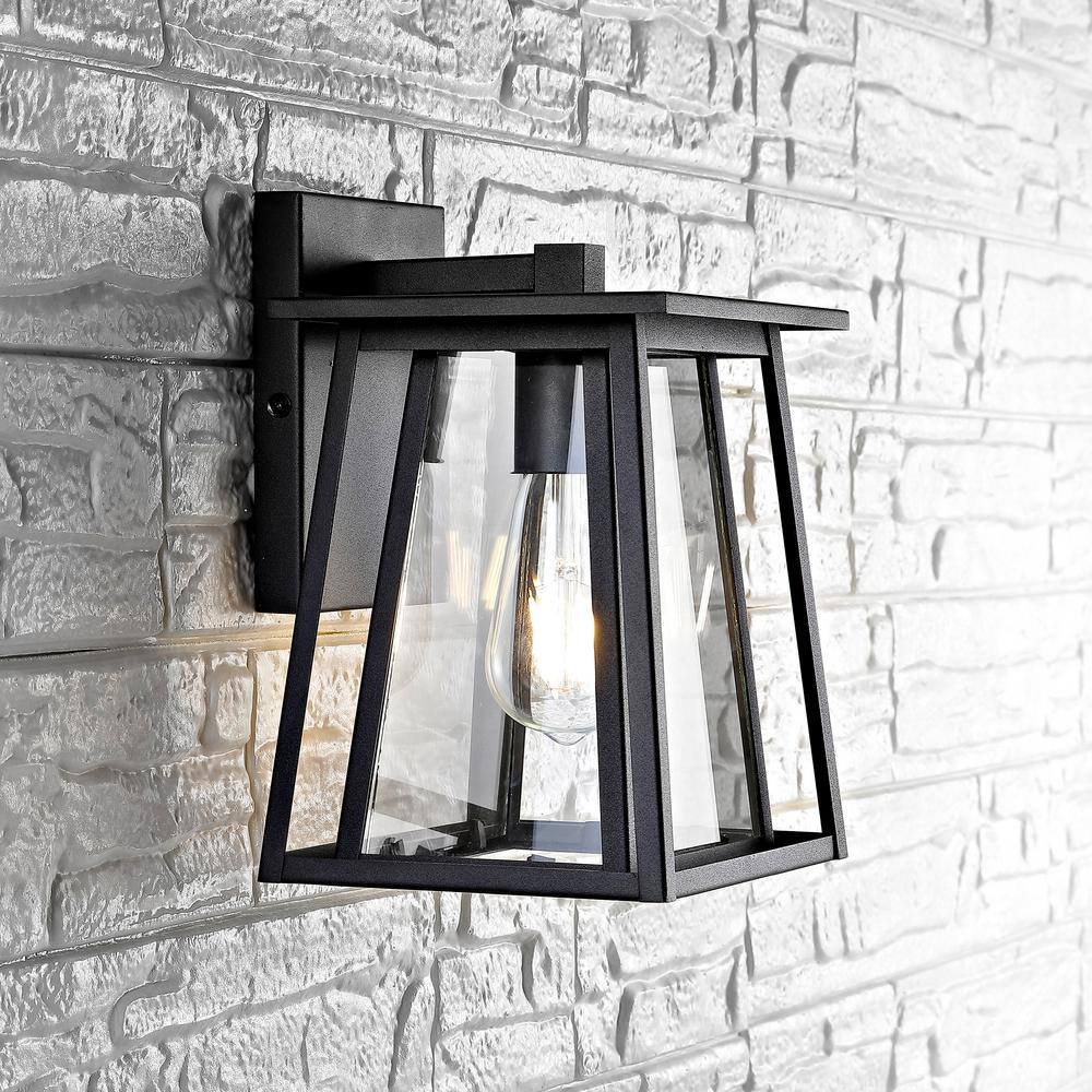 Modern Black Iron Outdoor Wall Lantern - Direct Wired