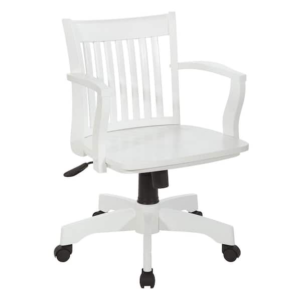 Deluxe Wood Adjustable Height Bankers Chair Finish in White with Nonadjustable Arms