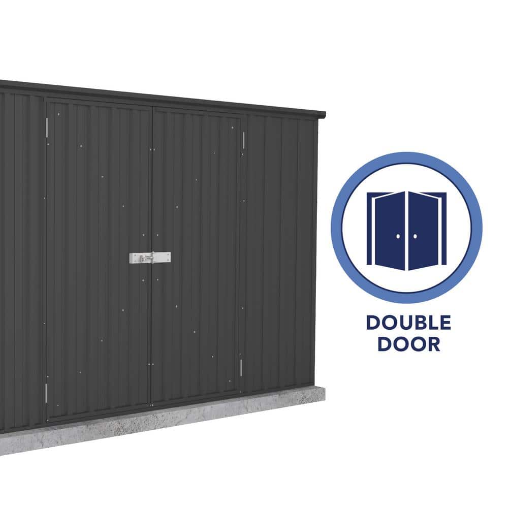 Absco 10' x 10' Gray Galvanized Steel Double Door Storage Shed
