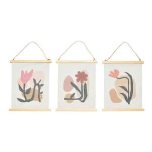 Unframed Abstract Floral Canvas Wall Scrolls Art Print 11 in. x 9 in. . (Set of 3)