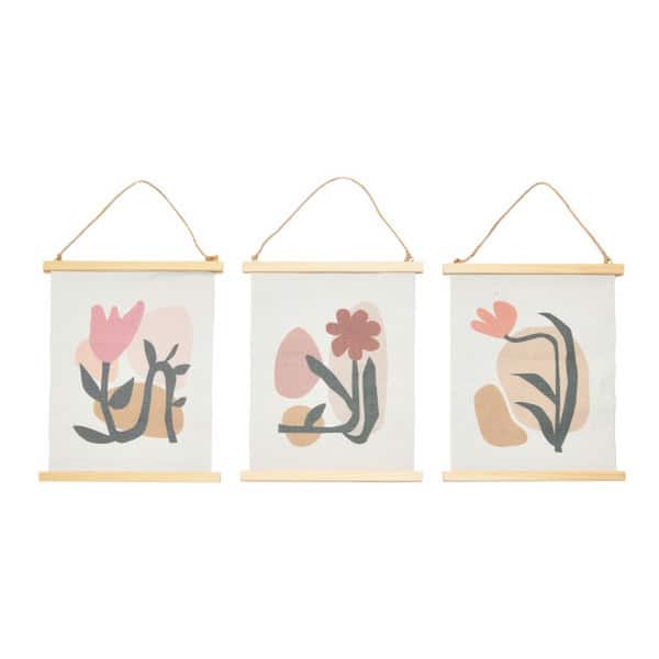 Storied Home Unframed Abstract Floral Canvas Wall Scrolls Art Print 11 in. x 9 in. (Set of 3)