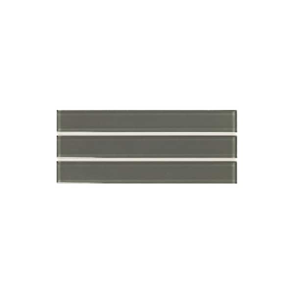 SpeedTiles Take Home Sample - Iris Green 3.26 in. x 8 in. Glass Peel and Stick Wall Mosaic Tile 0.18 Sq. Ft./Each