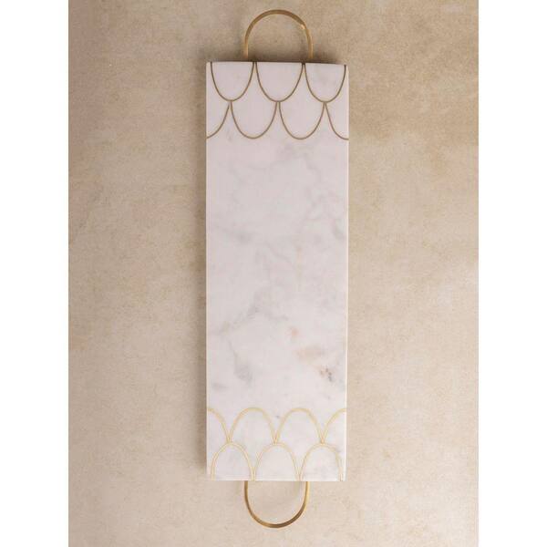 GAURI KOHLI San Miguel White Marble Tray-Large GK51198 - The Home