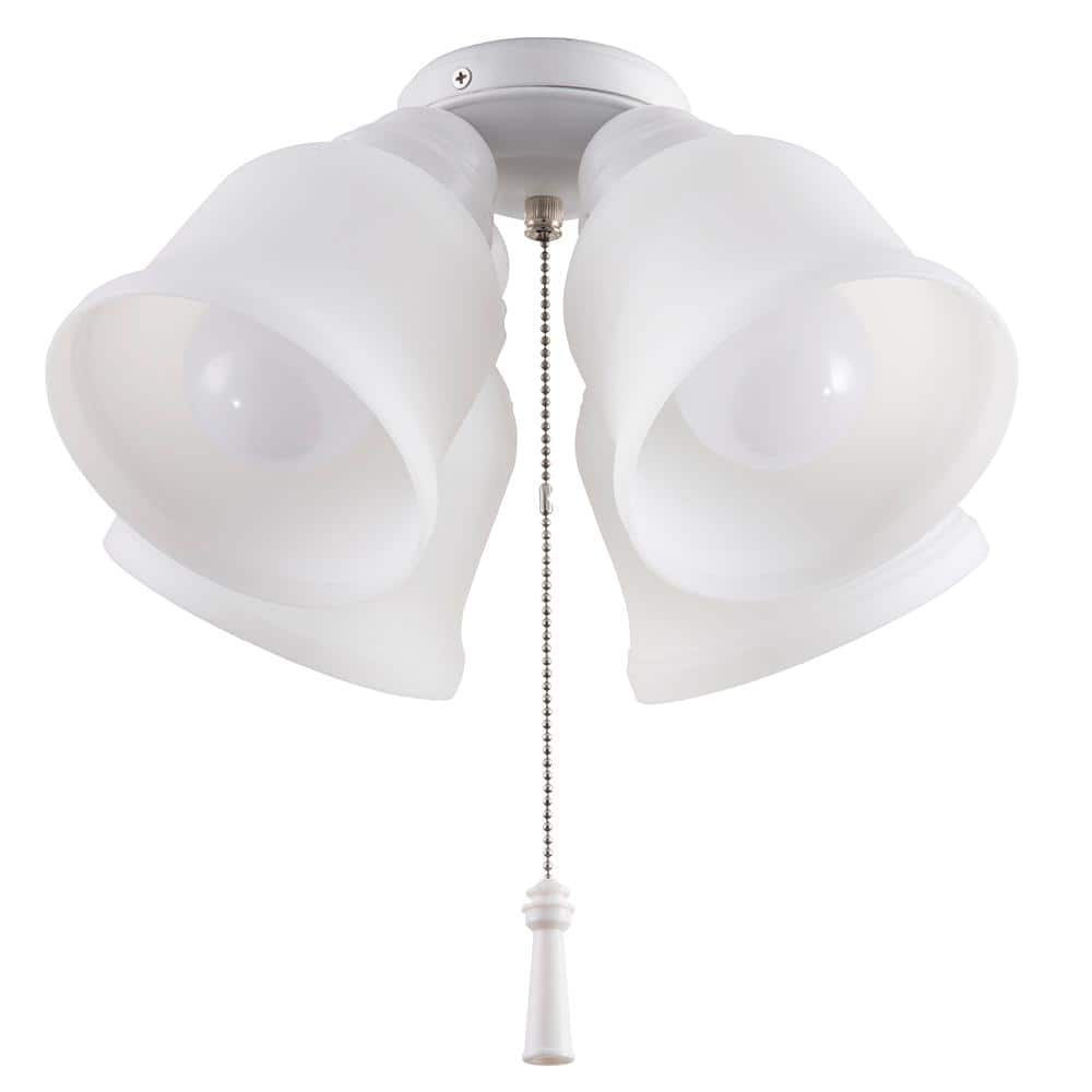 Hampton Bay Gazelle 4 Light Led Matte White Universal Ceiling Fan Light Kit 91303 The Home Depot