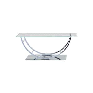 24 in. Clear and Chrome Rectangle Glass Top Coffee Table
