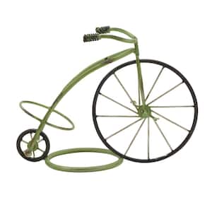 12 x 9 in. Metal Decorative Bicycle Wine Bottle Display in Green