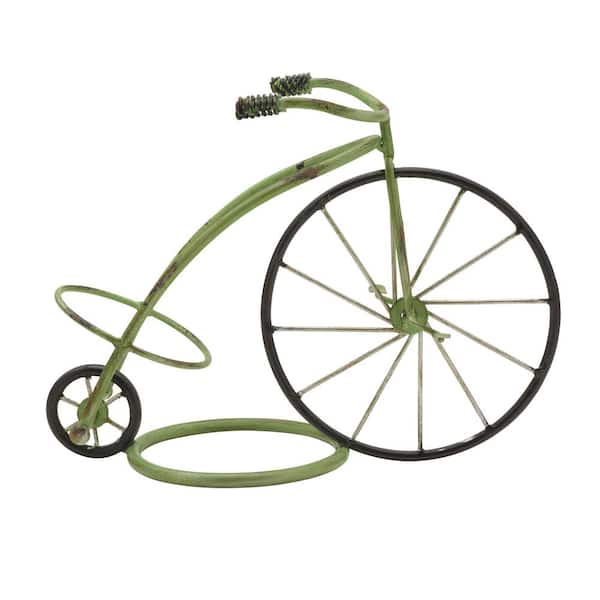 Elements 12 x 9 in. Metal Decorative Bicycle Wine Bottle Display in Green