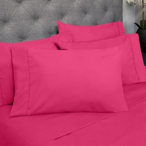 1500 Supreme Series 6-Piece Fuchsia Solid Color Microfiber King Sheet Set