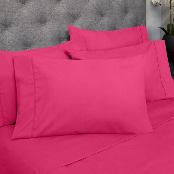 Sweet Home Collection 1500 Supreme Series 6-Piece Fuchsia Solid Color Microfiber Queen Sheet Set
