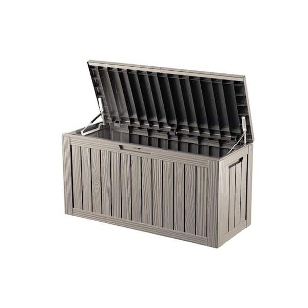 Decksplore 80 Gal. Light Brown Resin Storage Deck Box for Outdoor Indoor