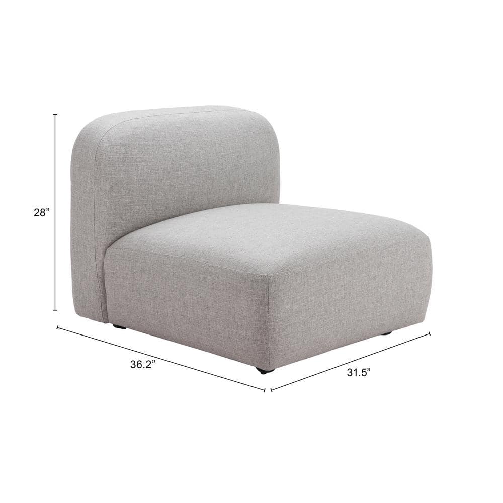 Gray Poly Linen Armless Accent Chair with Plywood Frame