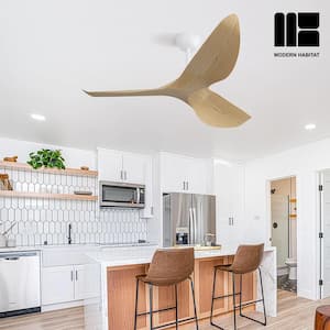 Blade Span 52 in. Indoor/Outdoor Oak Modern Ceiling Fan with Remote Included for Bedroom or Living Room