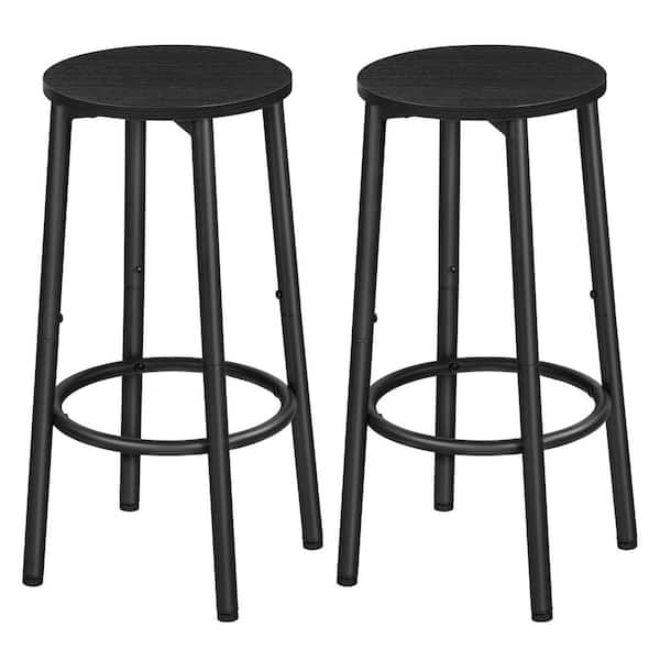 2-Pack Metal Outdoor Bar Stool with Footrest, Kitchen Round Height Stools for Dining Room, Kitchen and Party, Black